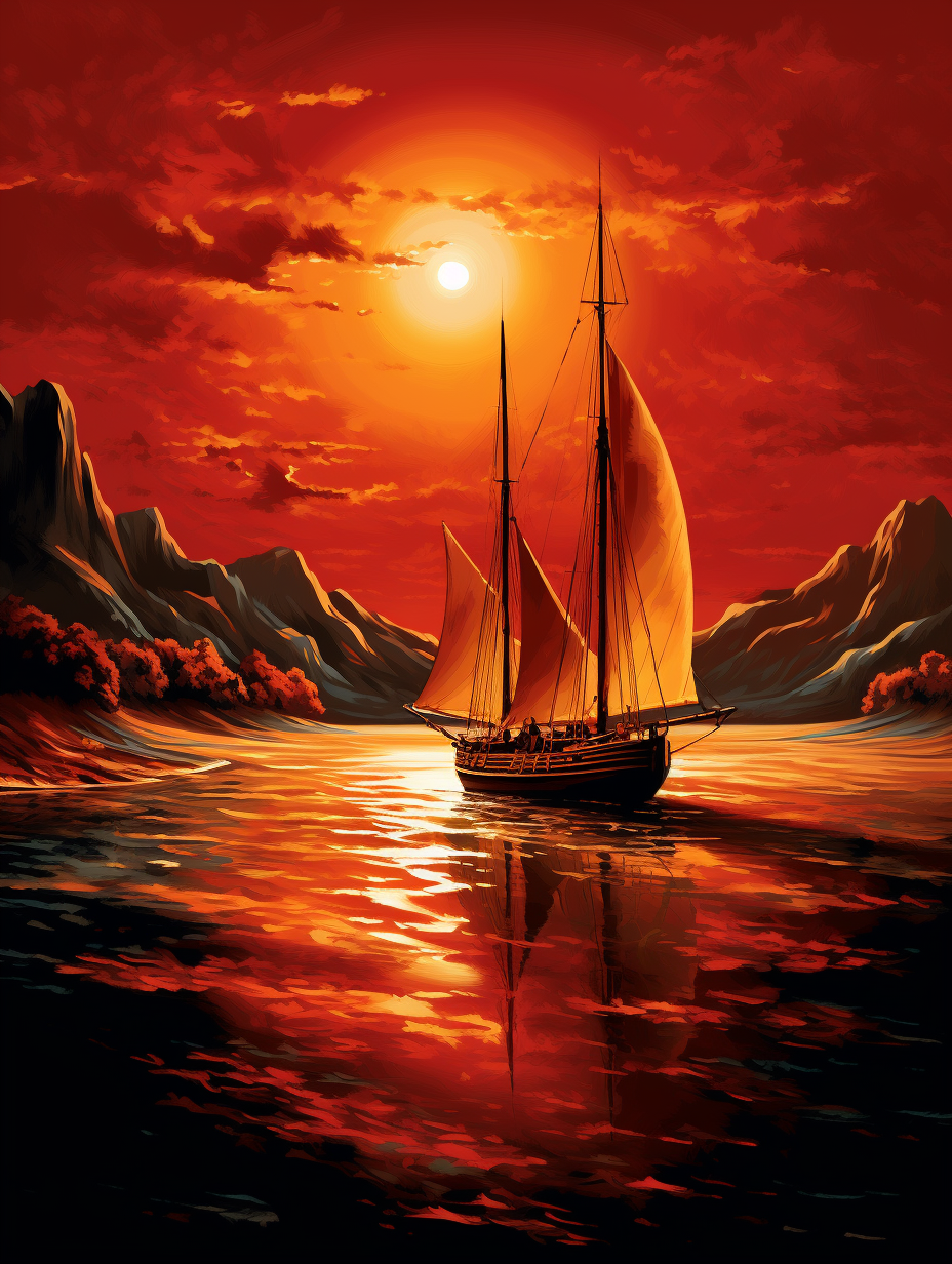Orange Sky Sailboat Diamond Art Kit