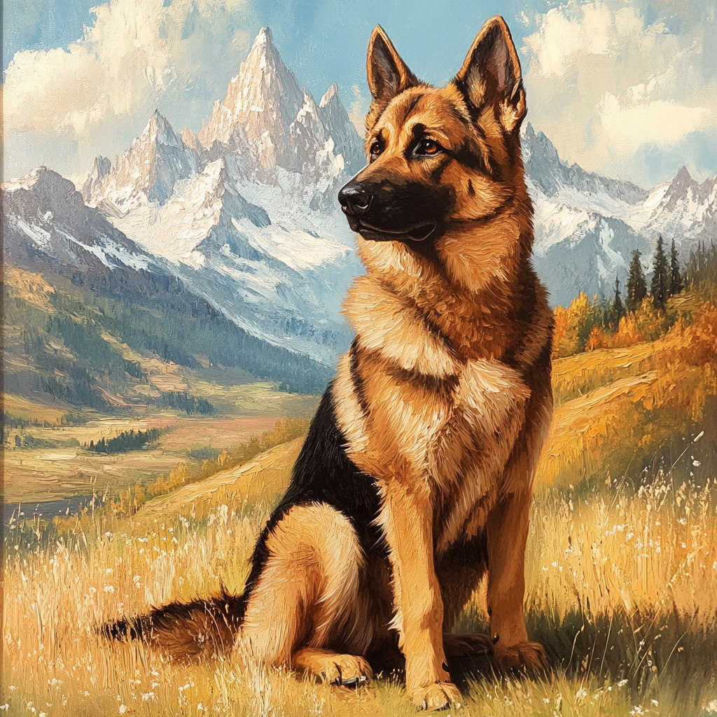 Meadow Grass German Shepherd Diamond Art Kit