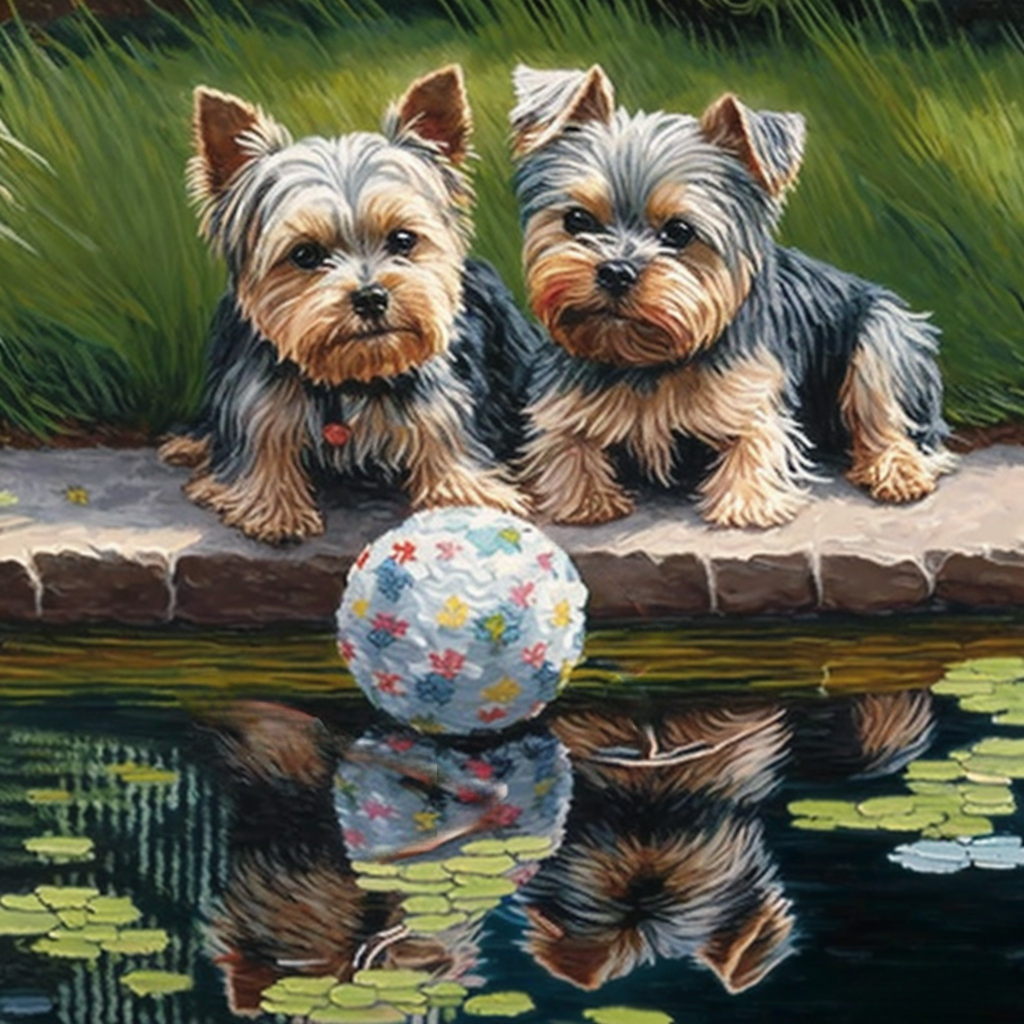 Two Yorkies Ball Diamond Art Kit