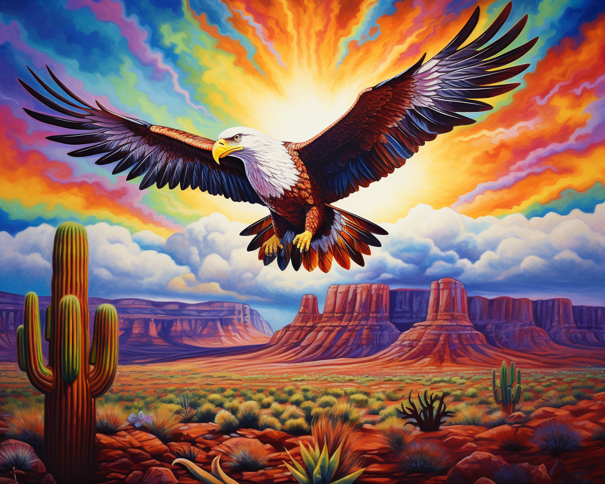 Bright Rainbow Sky Eagle Diamond Art Kit