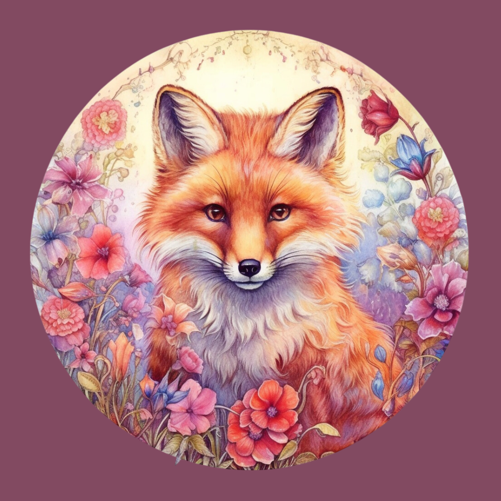 Flower Fox Circle Diamond Art Kit