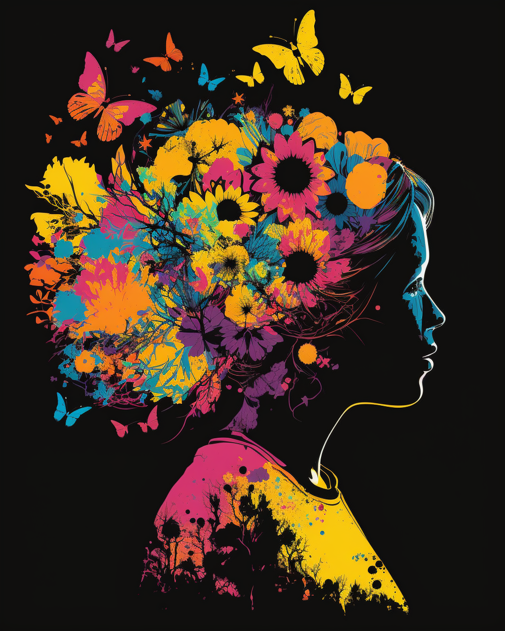 Flower Head Silhouette Diamond Art Kit