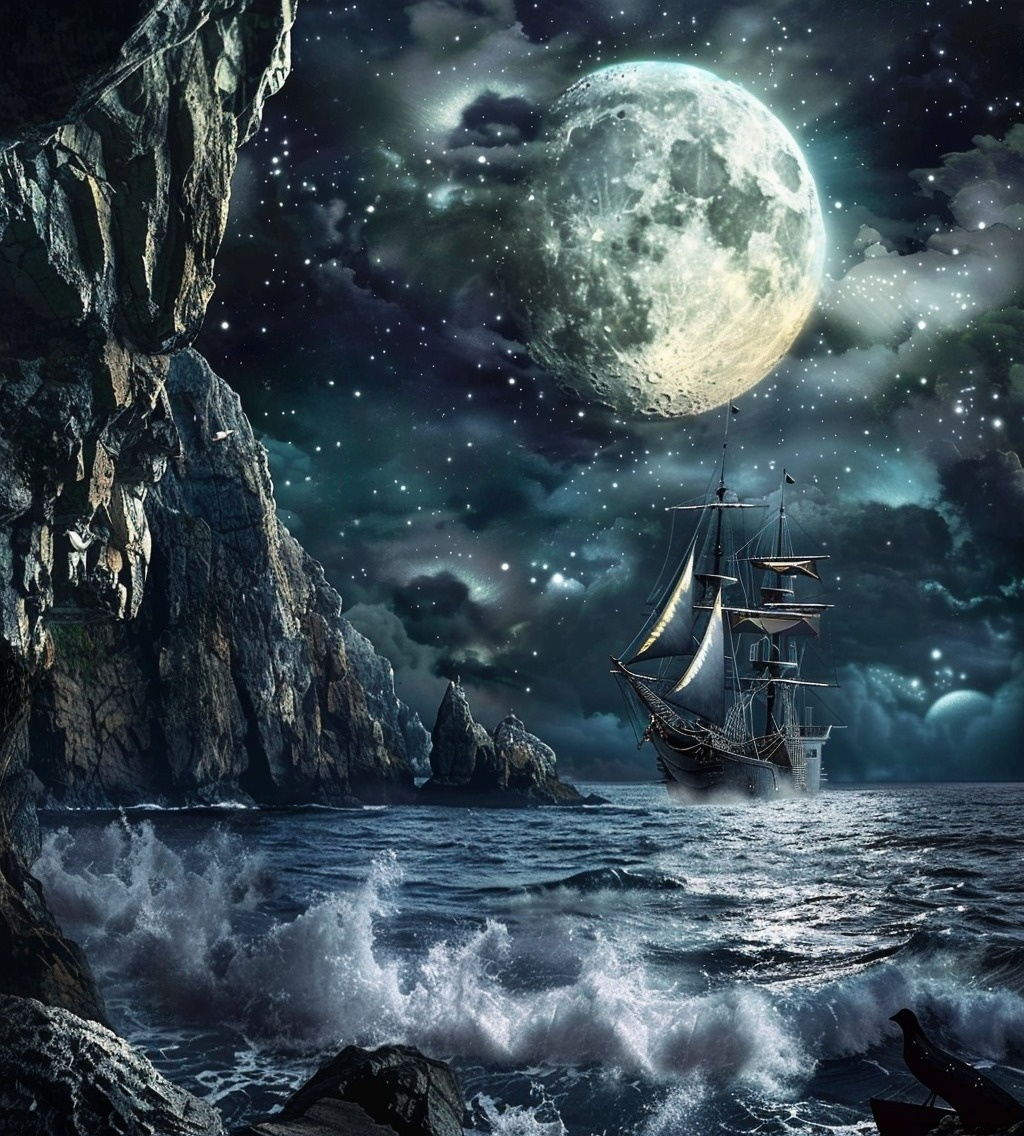 Green Sky Pirate Ship Diamond Art Kit