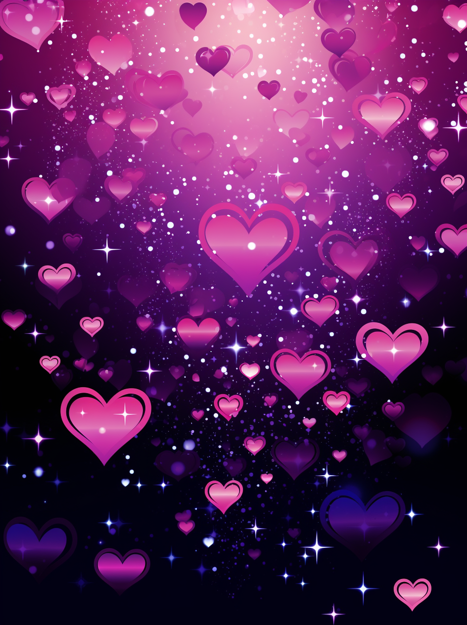 Purple Pink Hearts And Stars Diamond Art Kit