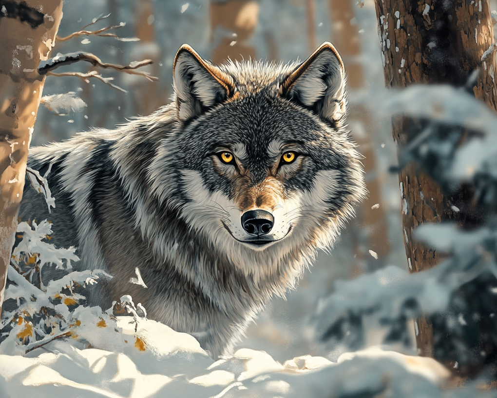 Wolf Between The Trees Diamond Art Kit