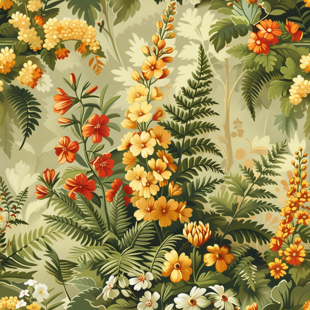 Ferns And Flowers Diamond Art Kit