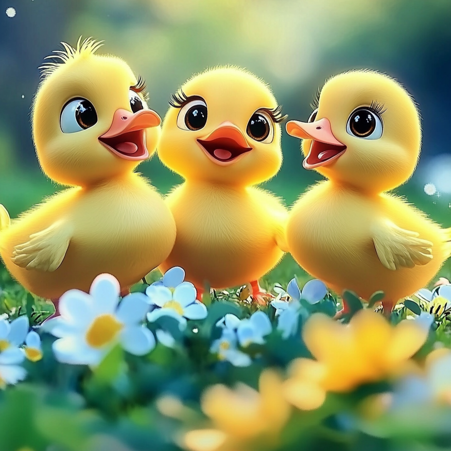 Three Happy Ducklings Diamond Art Kit