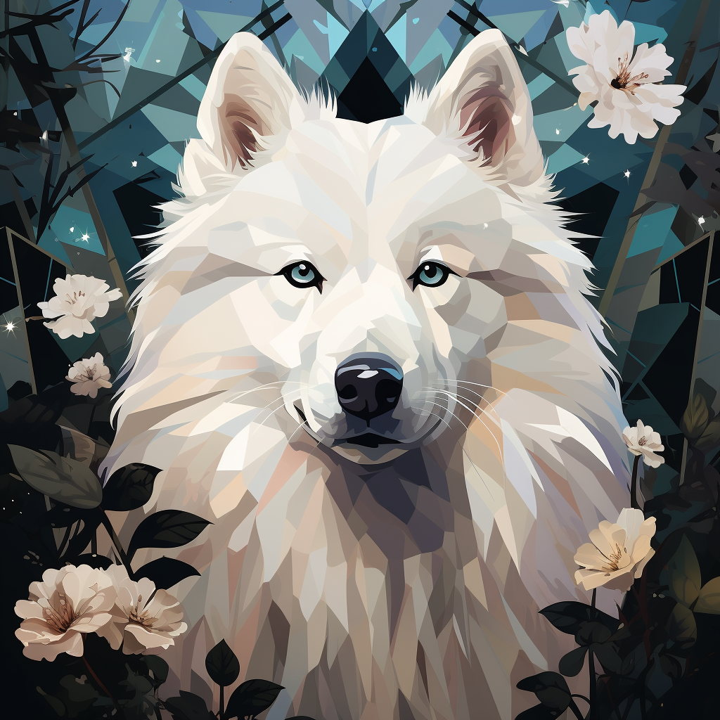 White Samoyed Abstract Diamond Art Kit