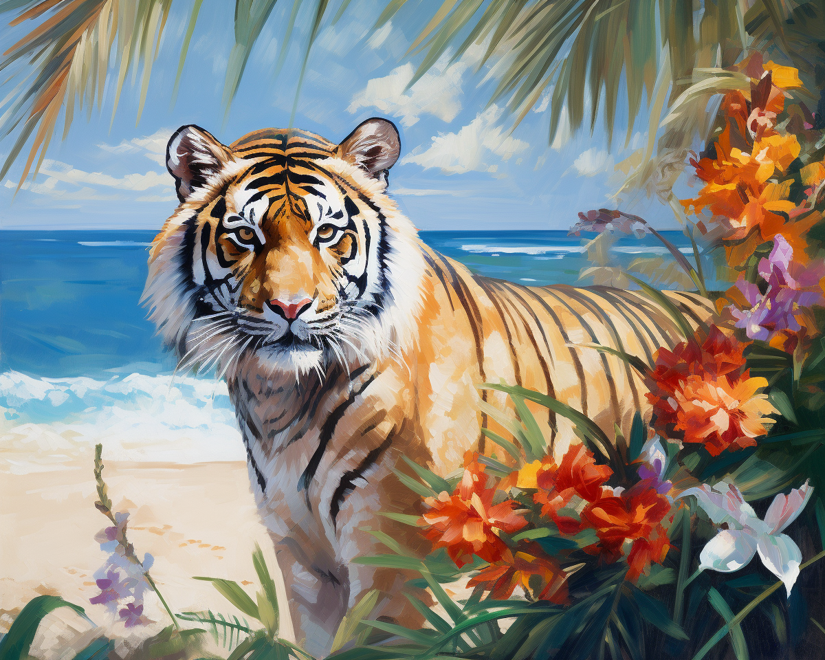 Tiger At The Beach Diamond Art Kit