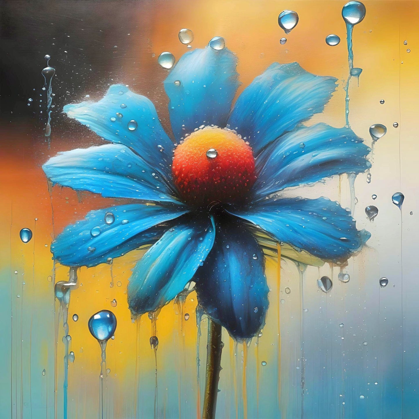 Water Drop Blue Flower Diamond Art Kit