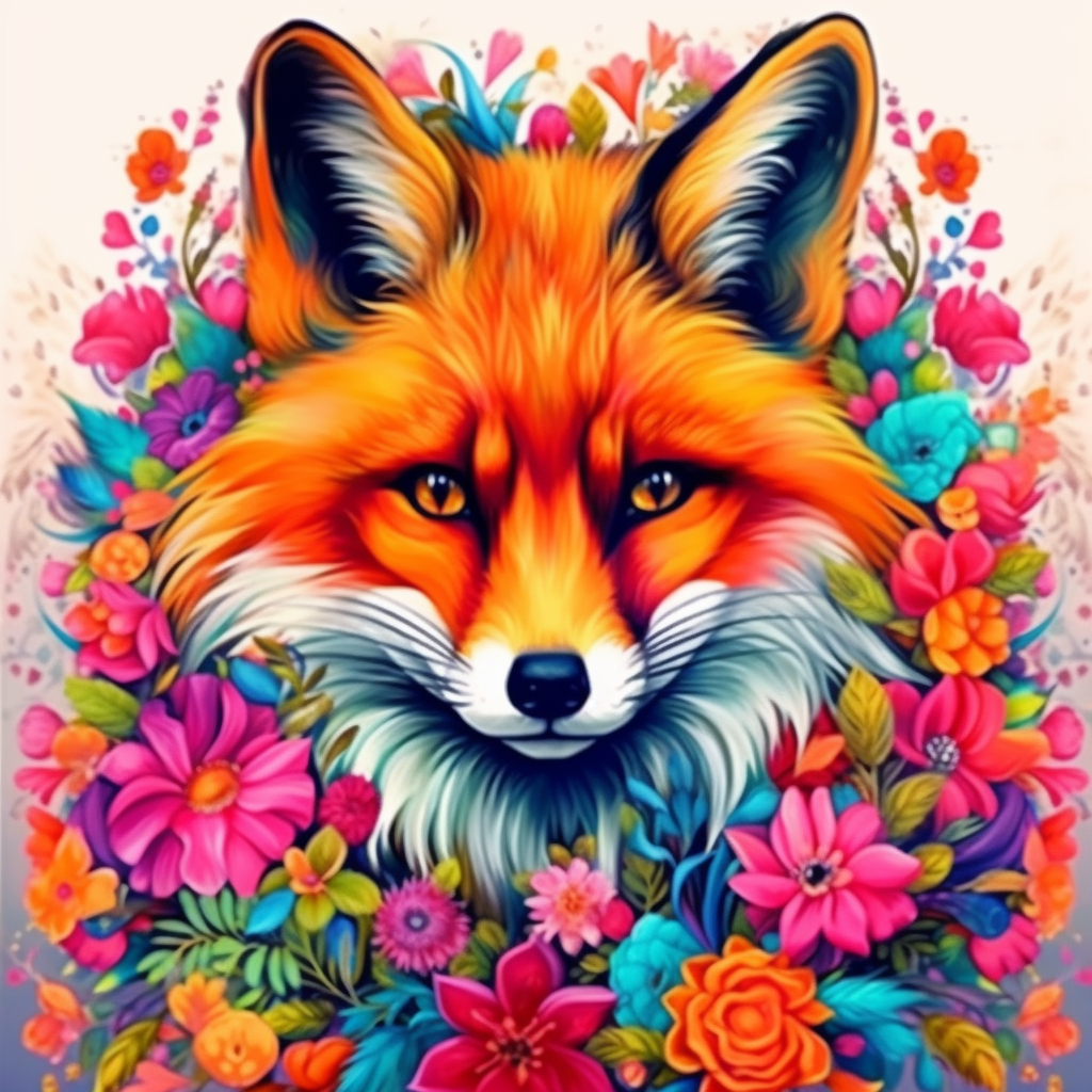 Bright Flower Redfox Diamond Art Kit