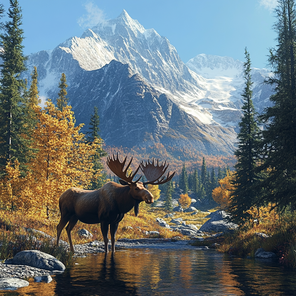 Mountain River Moose Diamond Art Kit