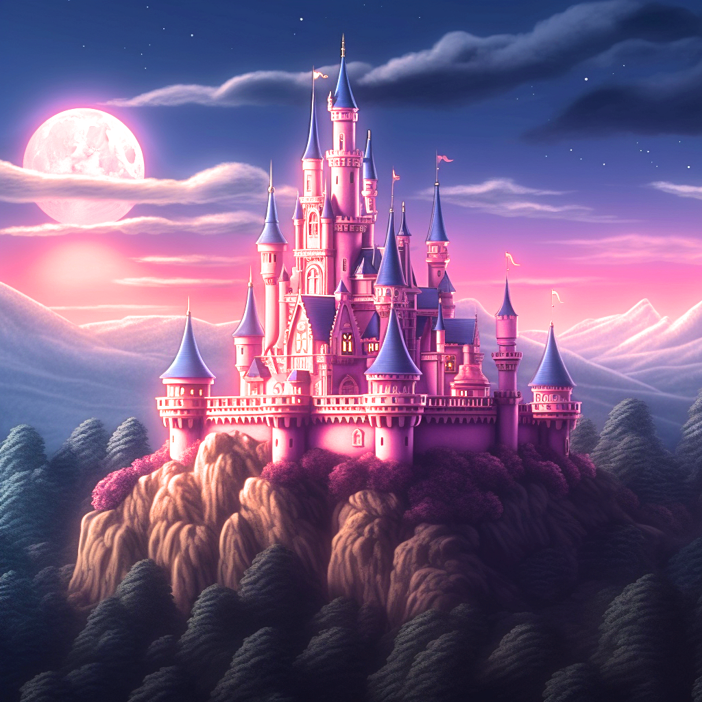Pink Castle Moon Diamond Art Kit