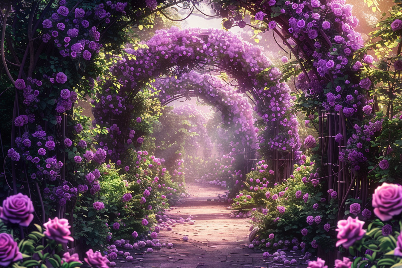 Bright Purple Flower Arches Diamond Art Kit