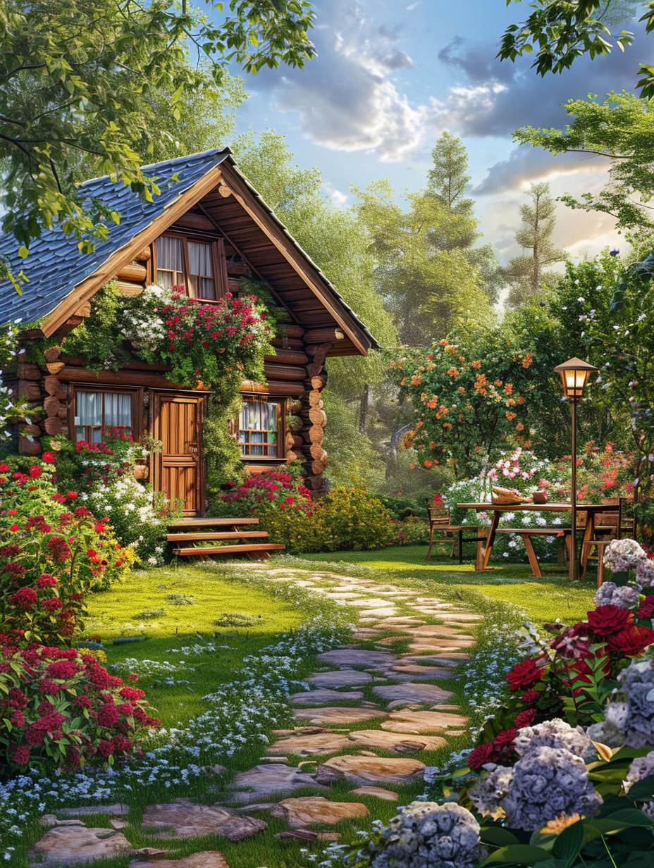 Log Cabin Flowers Diamond Art Kit