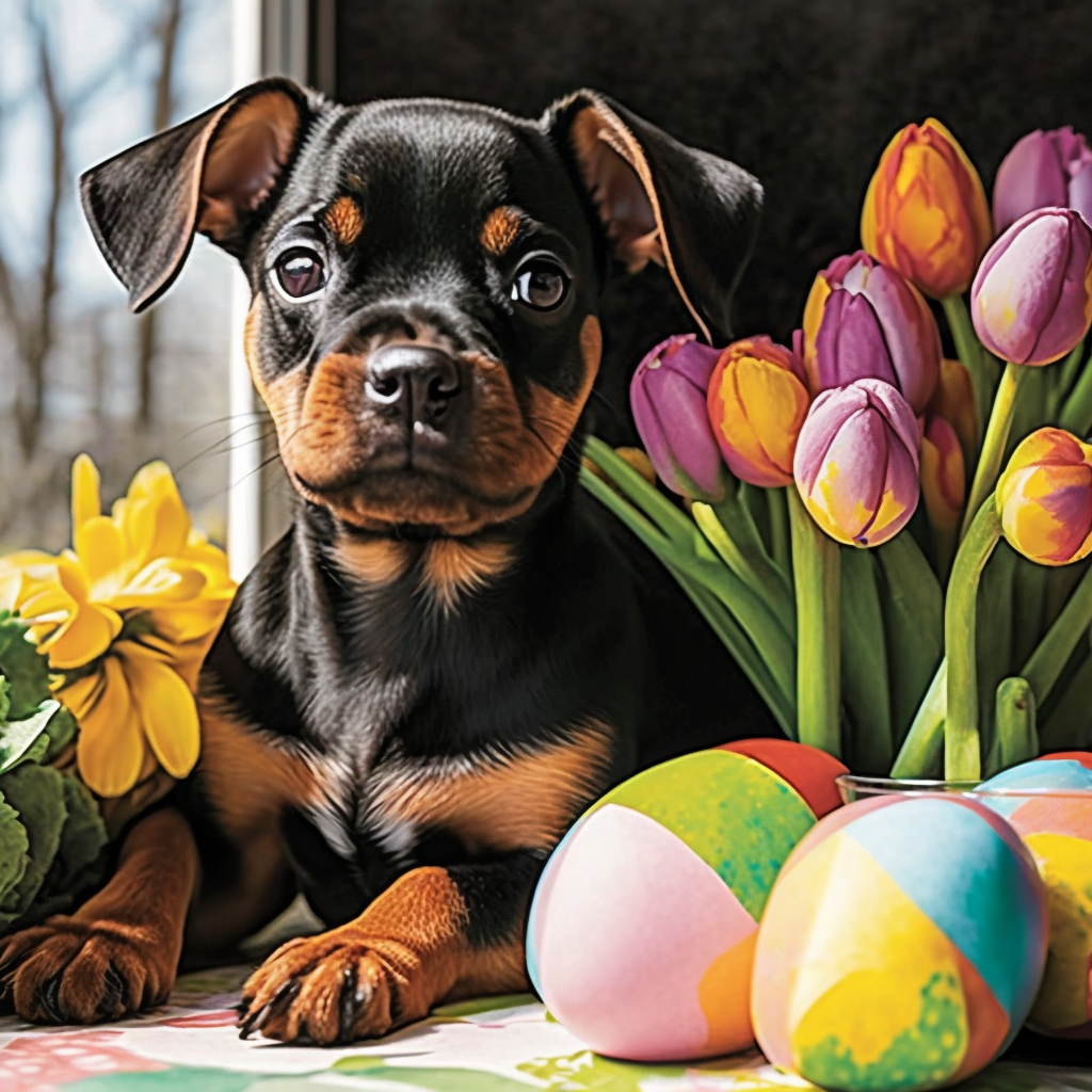 Brown Black Puppy Easter Diamond Art Kit