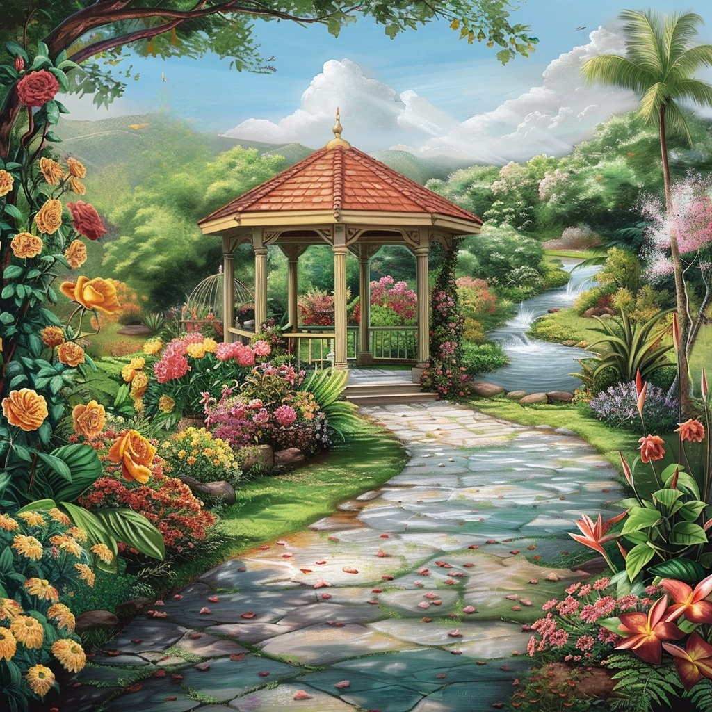 Gazebo By The Brook Diamond Art Kit