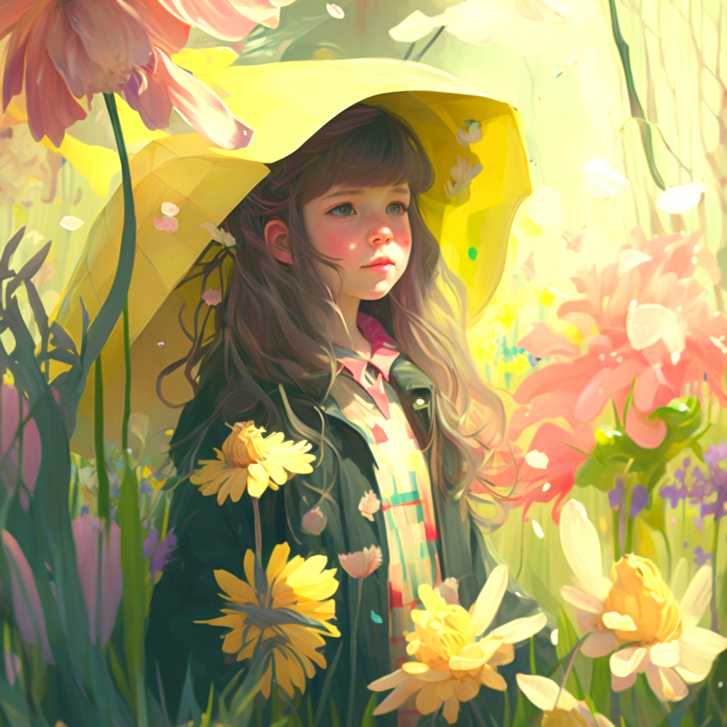 Spring Flowers Girl Diamond Art Kit