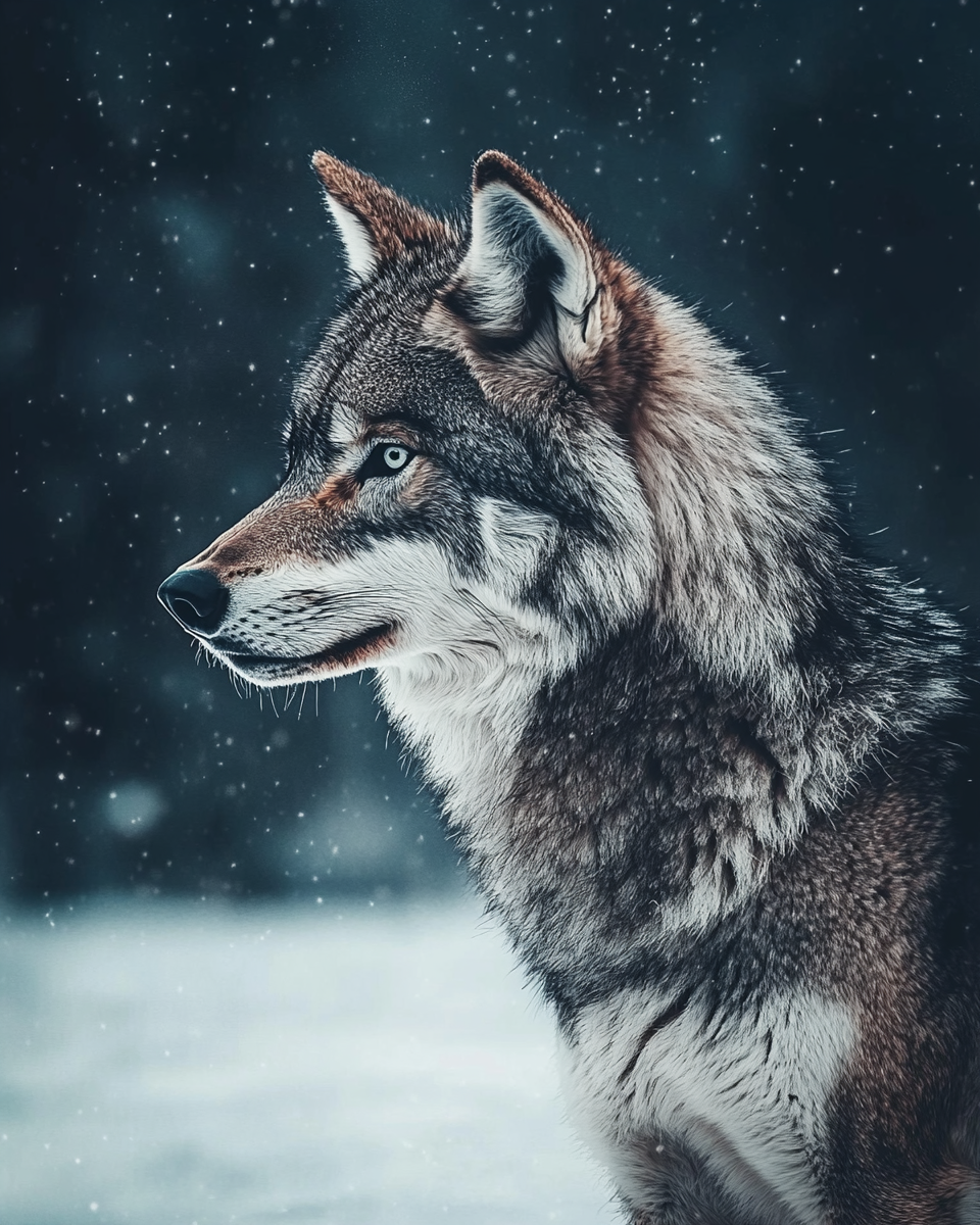 Wolf In The Snowfall Diamond Art Kit