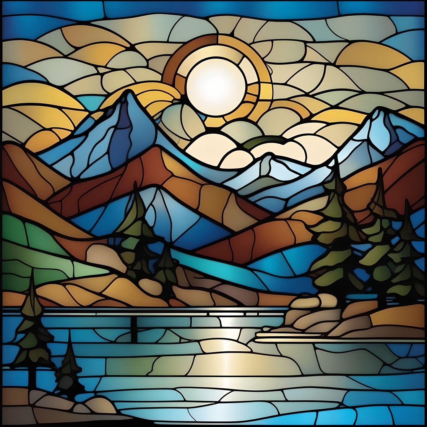 Mountain Lake Abstract Diamond Art Kit