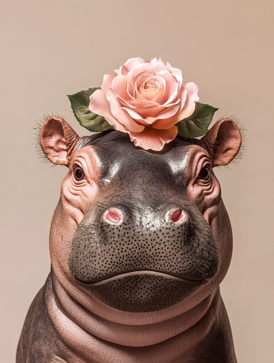 Rose With Leaves Hippo Diamond Art Kit