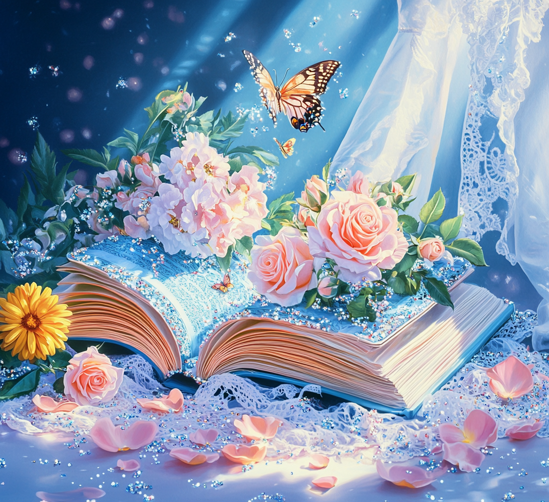 Pink Roses Book Diamond Art Kit