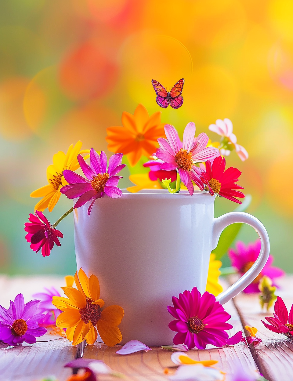 White Cup Flowers Diamond Art Kit