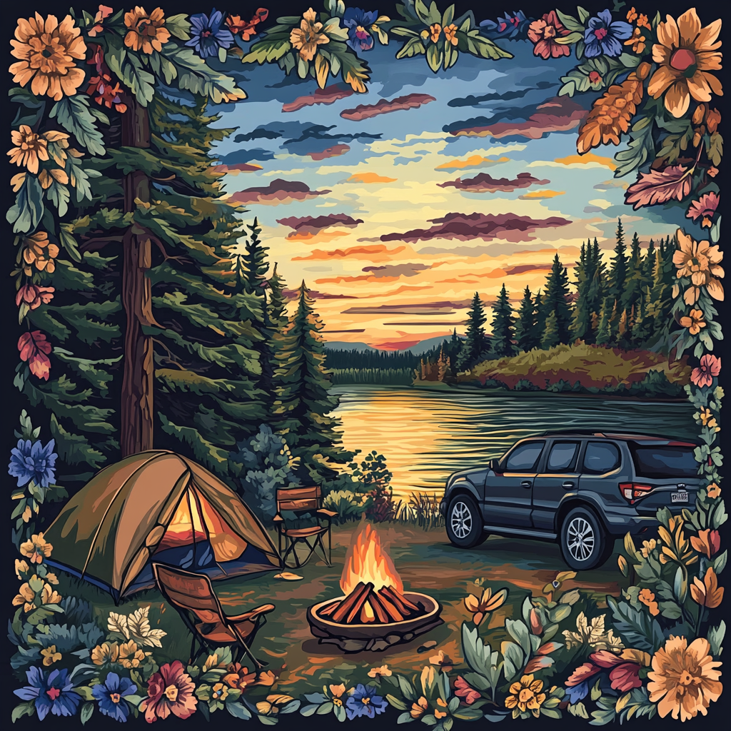 Pine Tree Campsite Diamond Art Kit