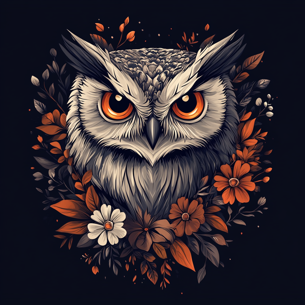 Brown Flower Eye Owl Diamond Art Kit