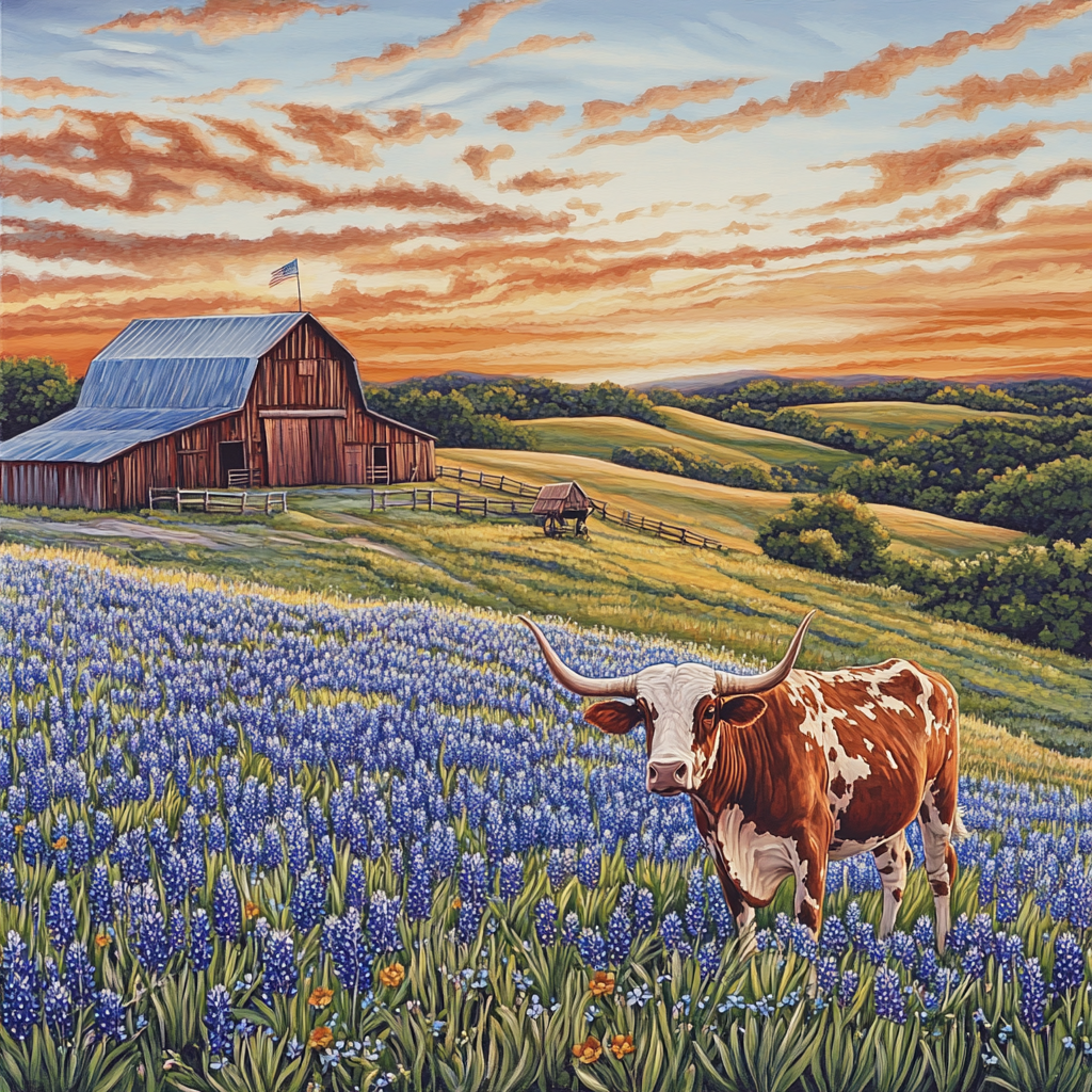 Longhorn Cowon The Farm Diamond Art Kit