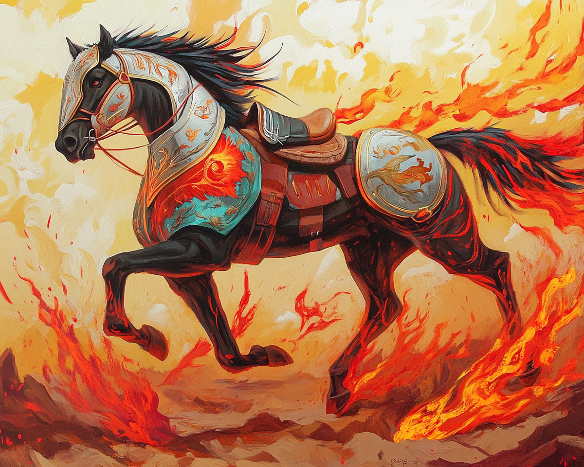 Battle Horse In Fire Diamond Art Kit