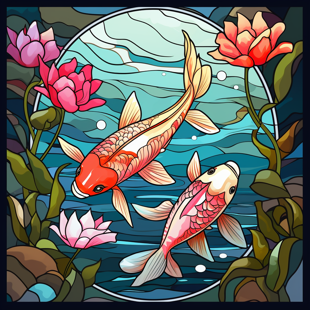 Two Koi Fish Abstract Diamond Art Kit