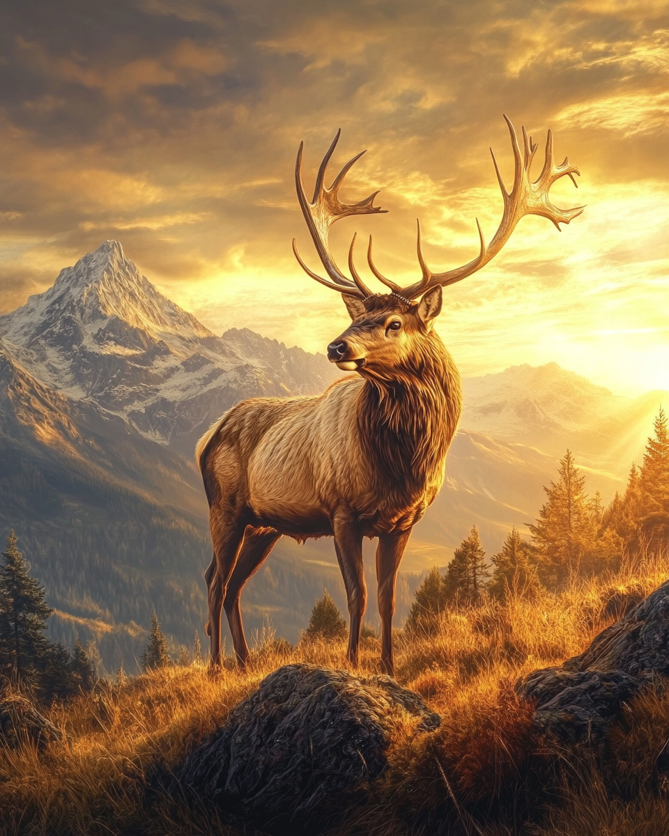 Setting Sun Mountain Elk Diamond Art Kit