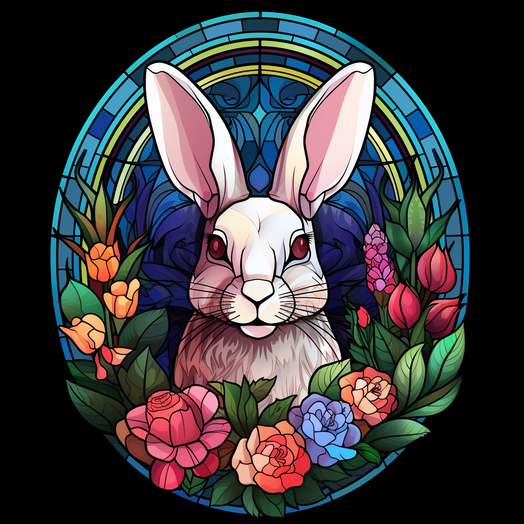Abstract Rabbit Flower Oval Diamond Art Kit