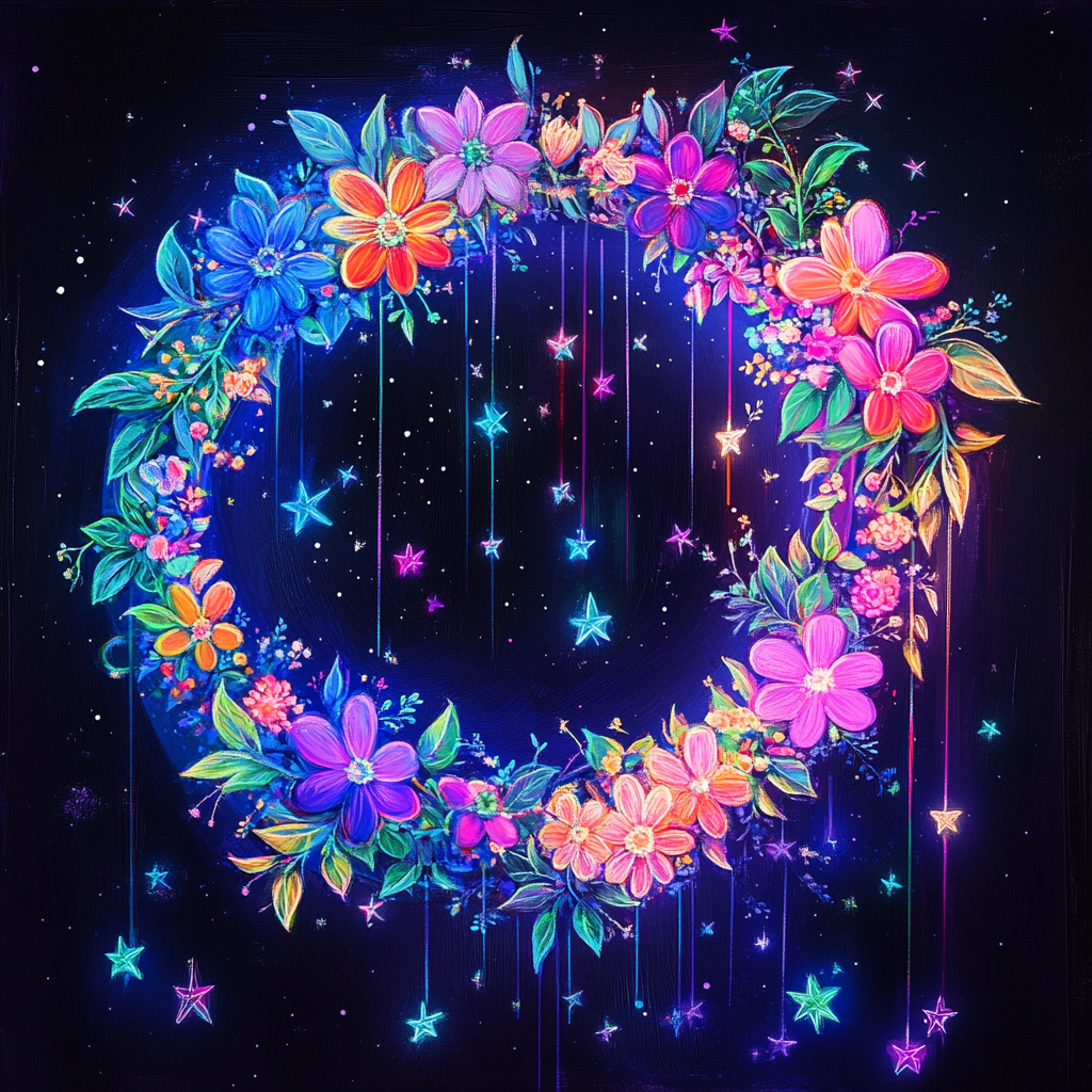 Falling Stars Flower Circle Diamond Art Kit