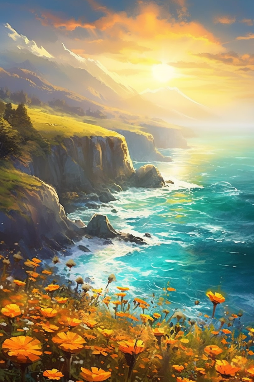 Poppies By The Ocean Diamond Art Kit