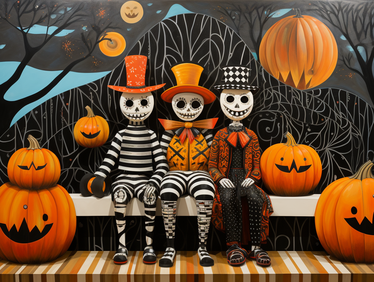 Abstract Odd People And Pumpkins Diamond Art Kit