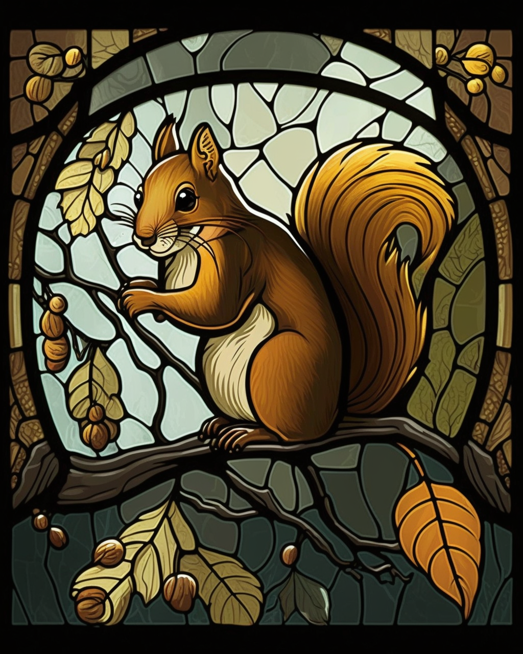 Abstract Tree Branch Squirrel Diamond Art Kit
