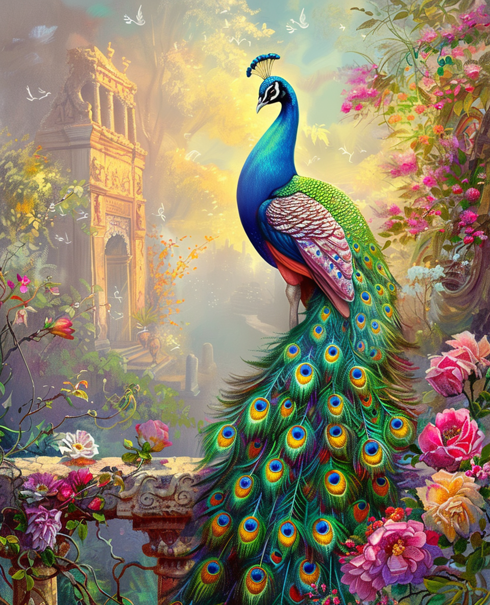 Stone Ruins Peacock Diamond Art Kit