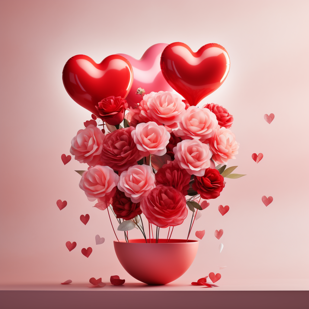Rosebowl Heart Balloons Diamond Art Kit