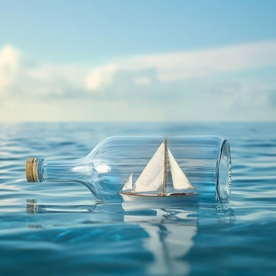White Sailboat In A Bottle Diamond Art Kit