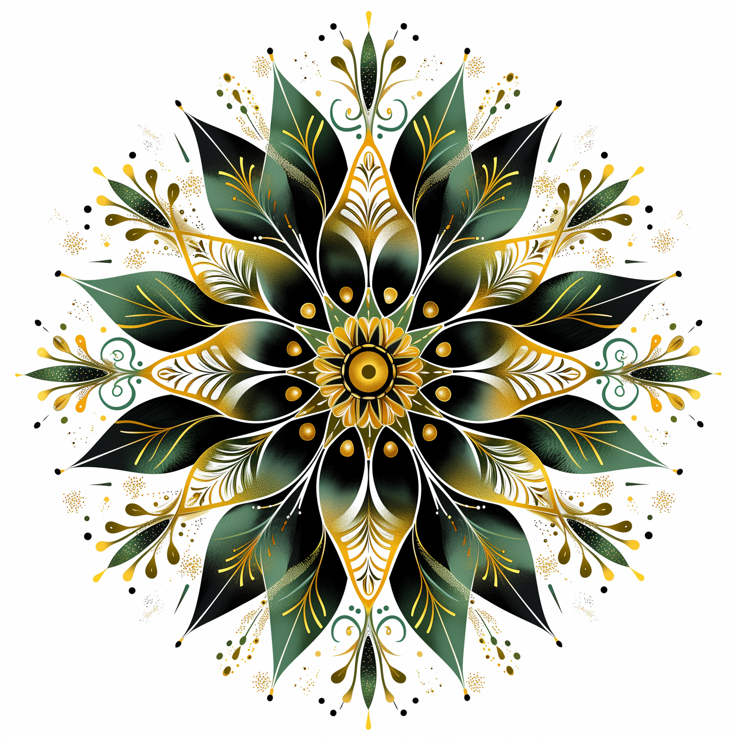Green Black Flower Abstract Diamond Art Kit