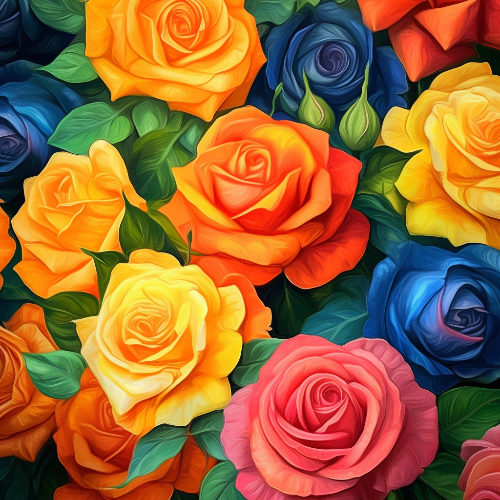 Rainbow Colors Of Roses Diamond Art Kit