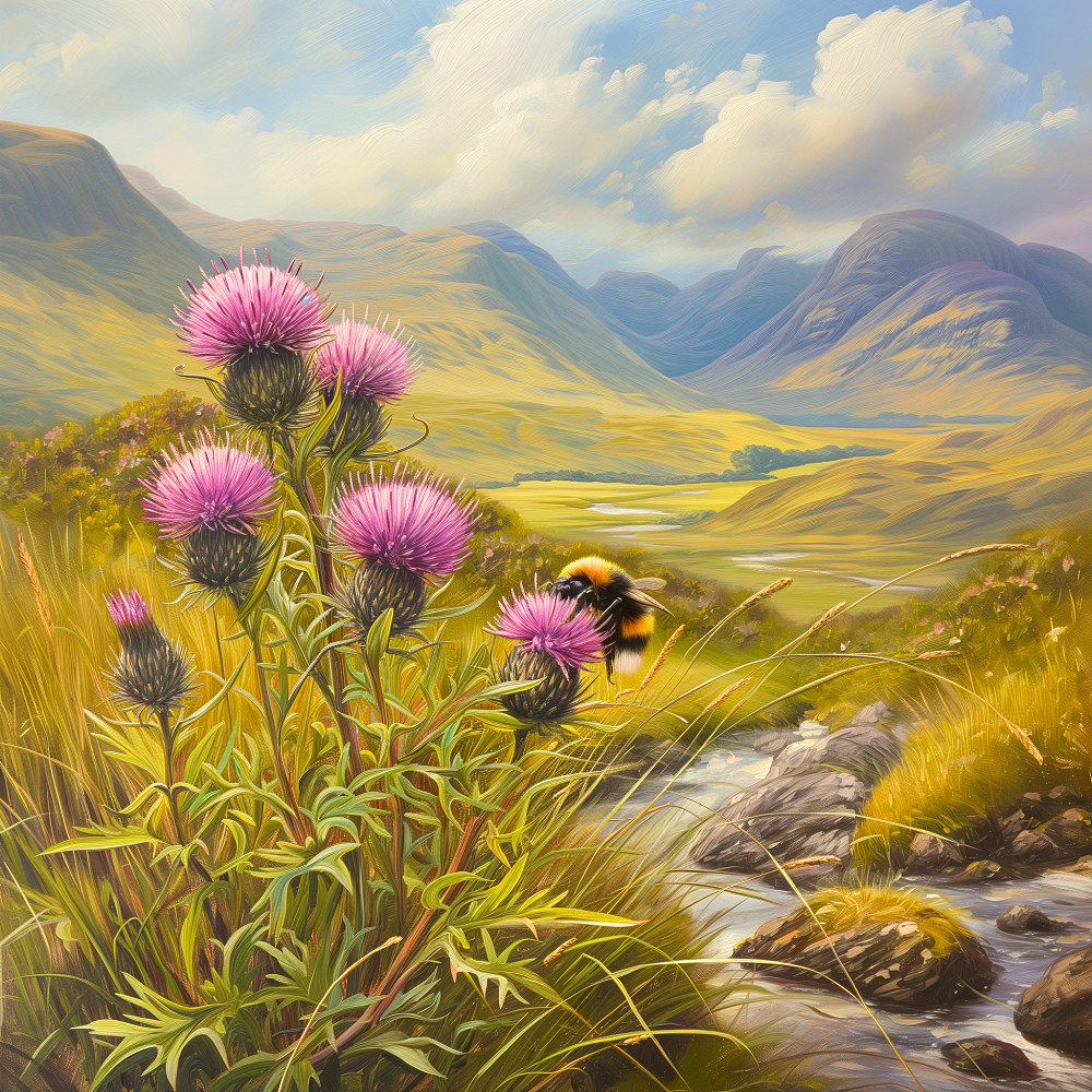 Scottish Thistle Bee Diamond Art Kit