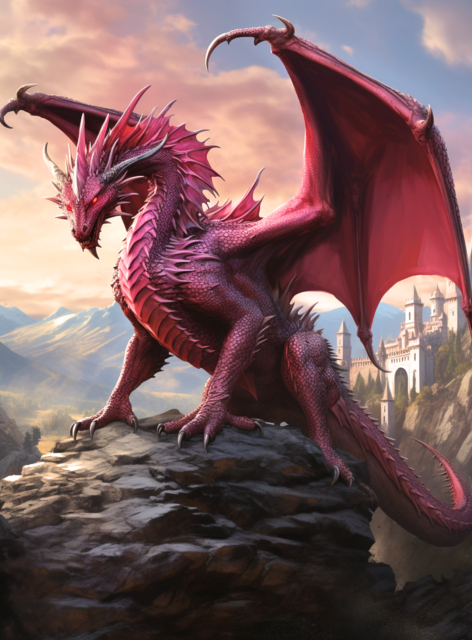 Dark Red Dragon Castle Diamond Art Kit