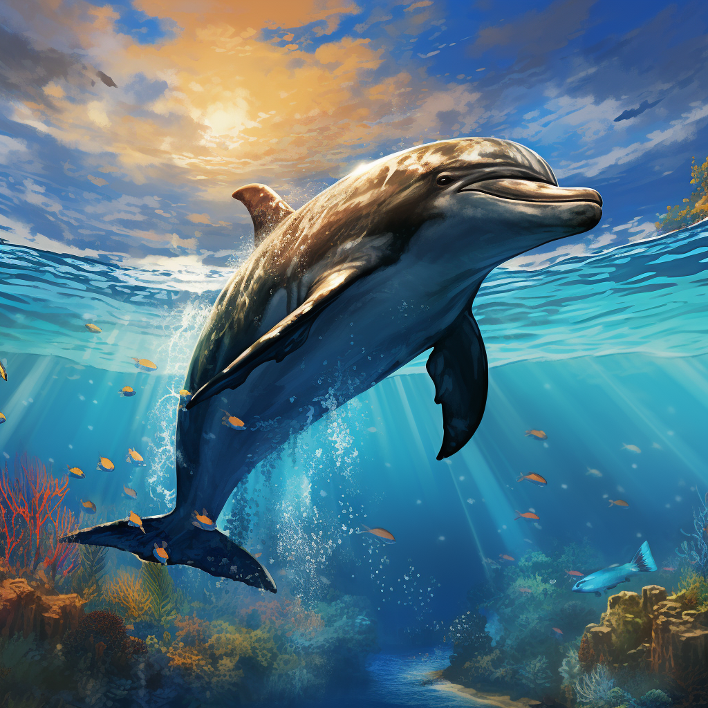 Dolphin And Little Fish Diamond Art Kit