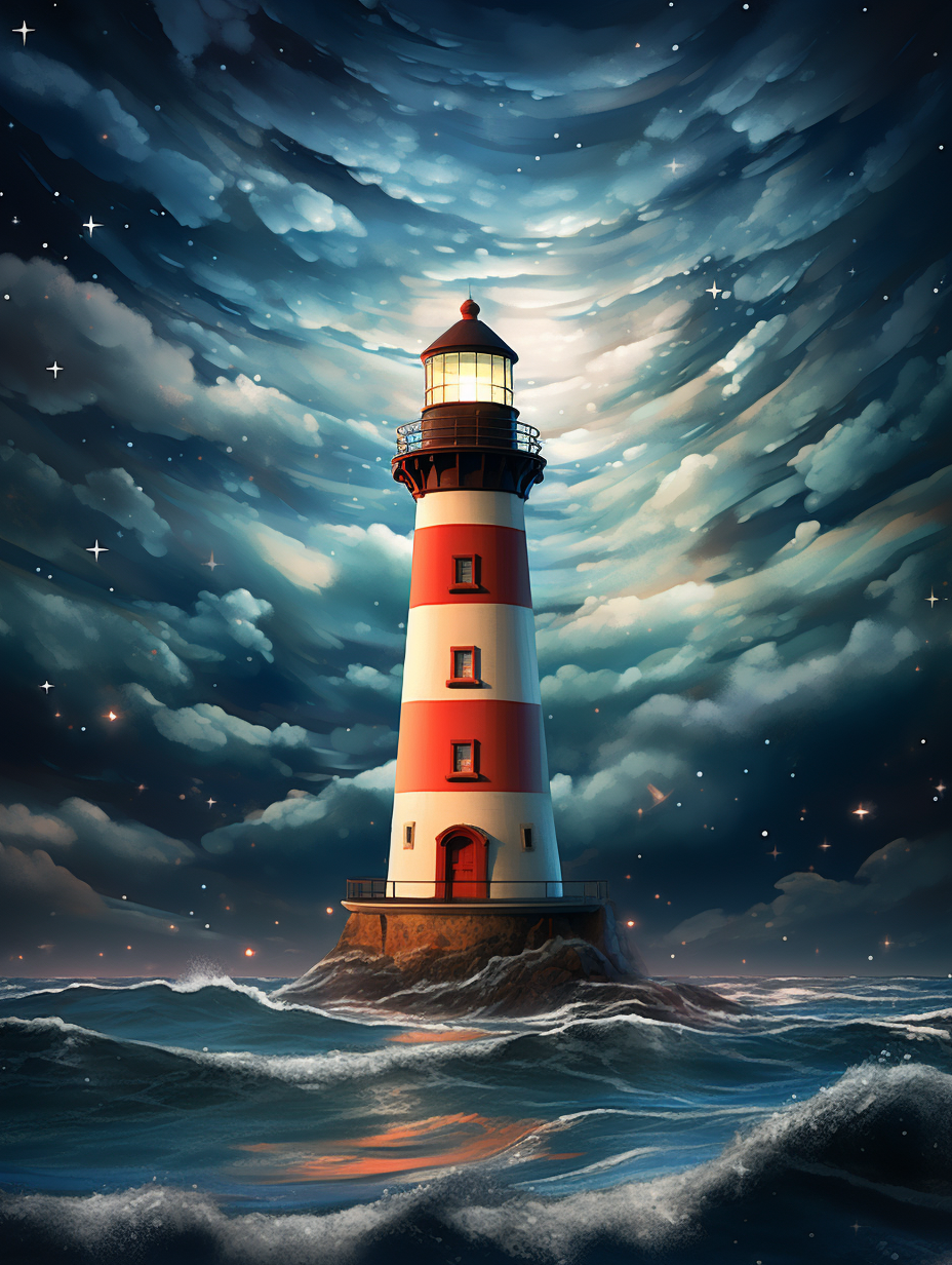 Clouded Blue Sky Lighthouse Diamond Art Kit