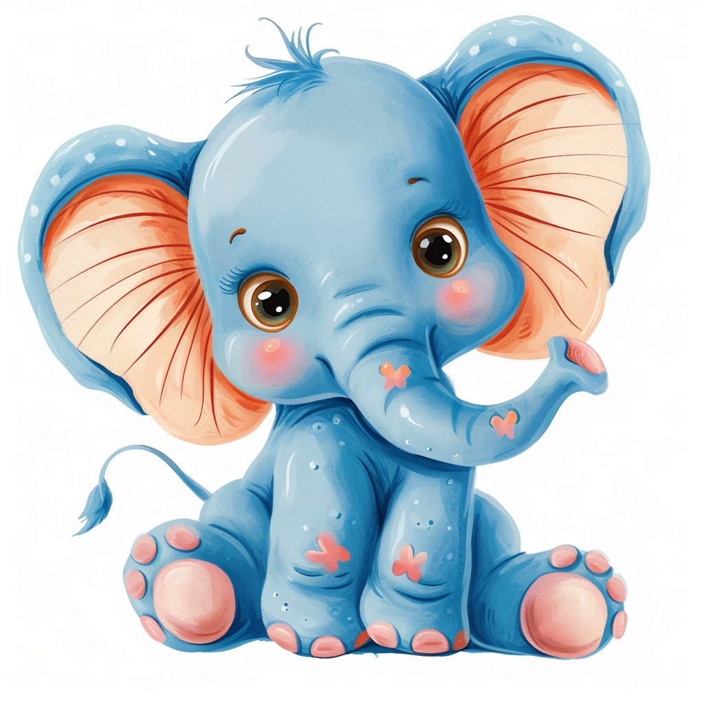 Blue Peach Baby Elephant Diamond Art Kit