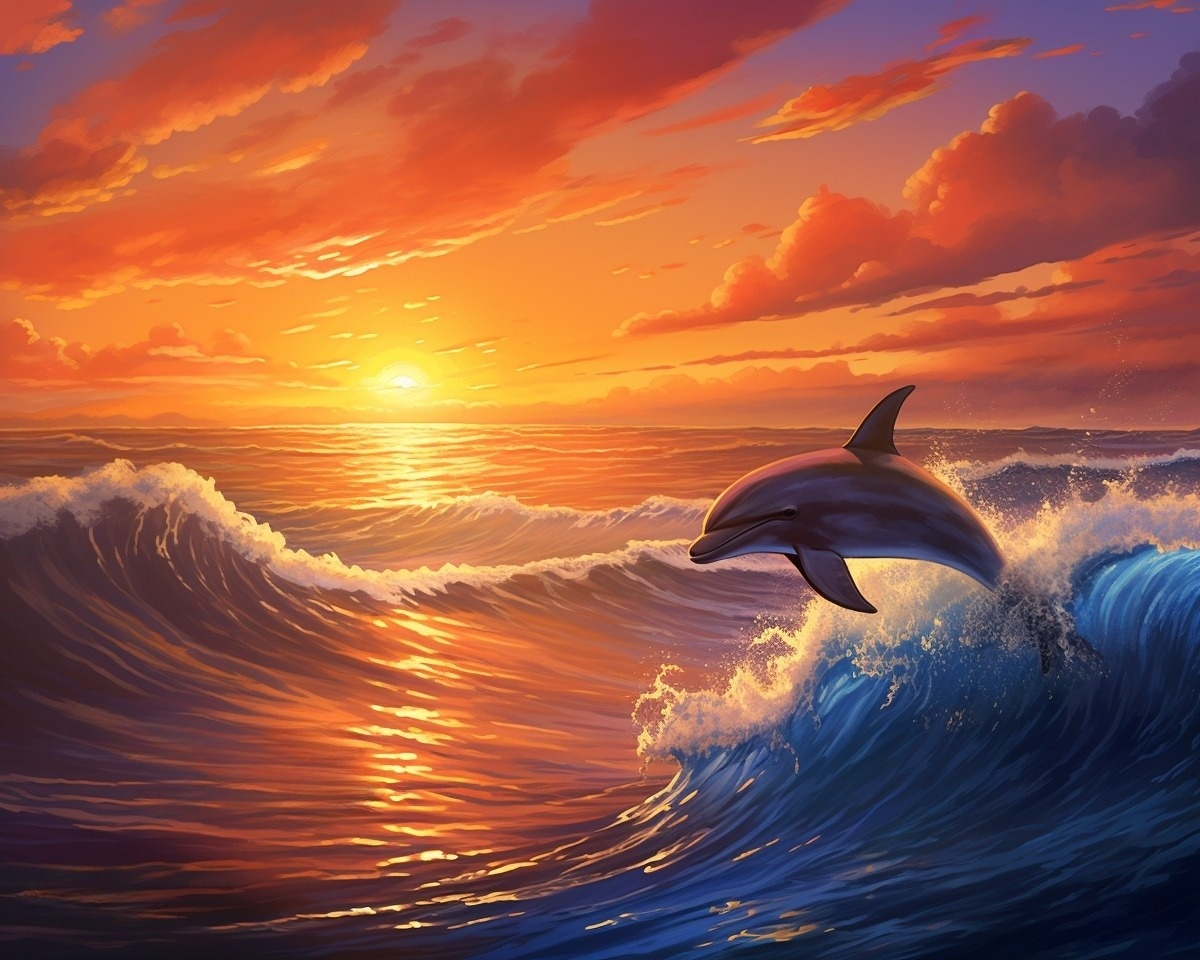 Bluewave Sunset Dolphin Diamond Art Kit