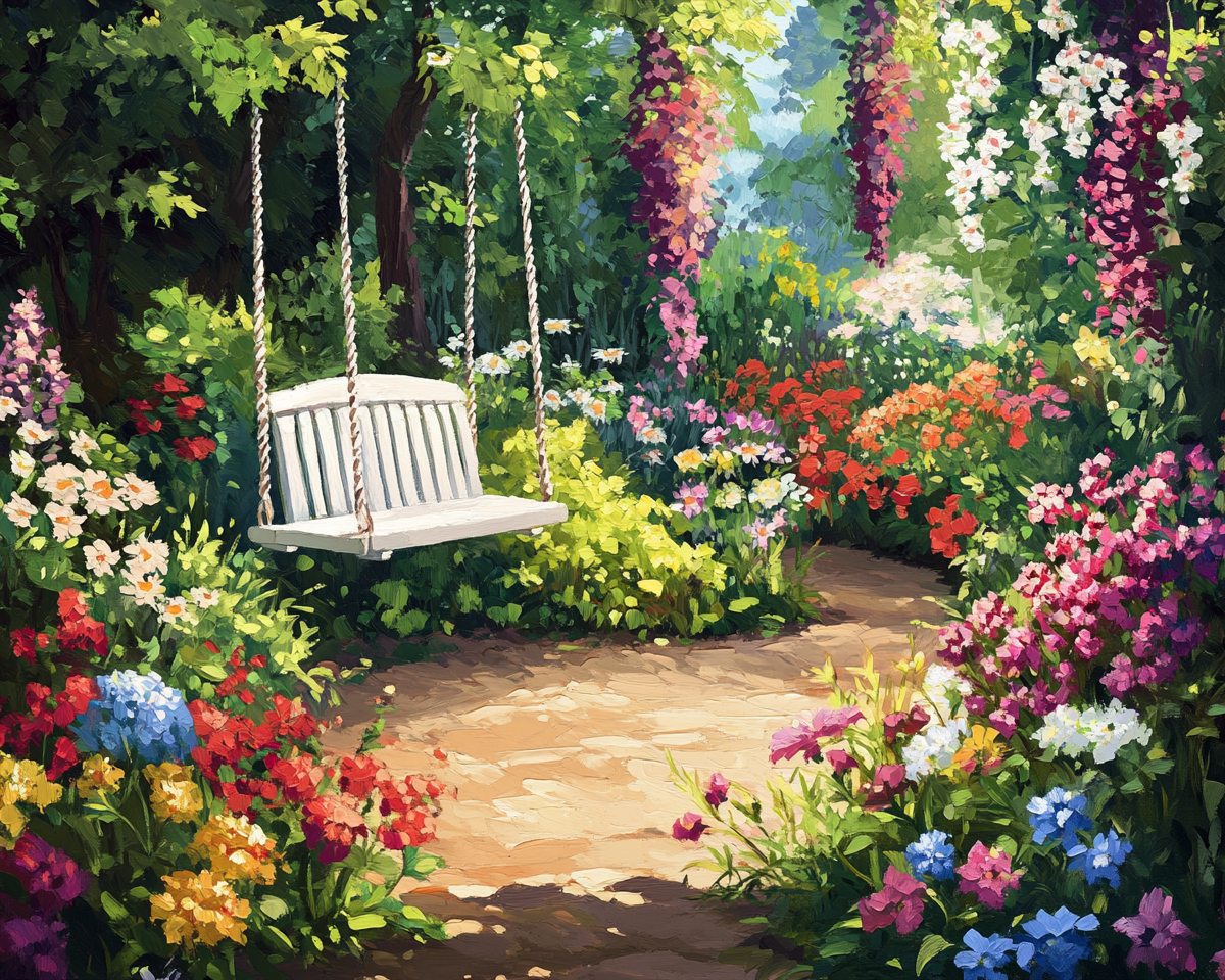 White Garden Swing Diamond Art Kit